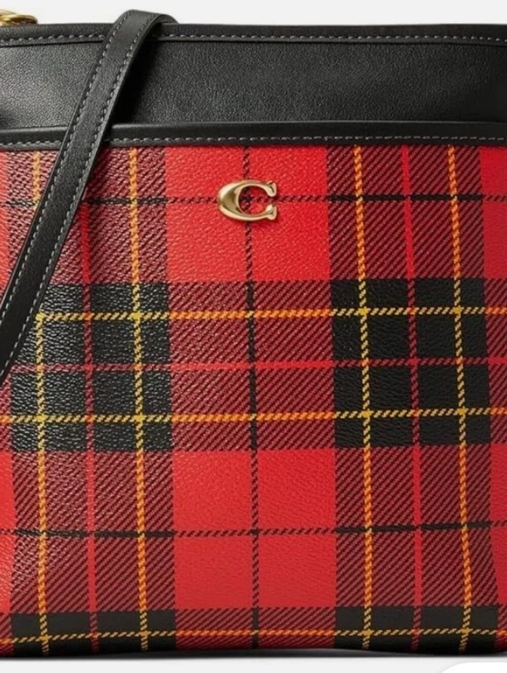 Coach Red Plaid Leather Small Shoulder Bag - Picture 2 of 15